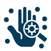 Hand with magnifying glass icon